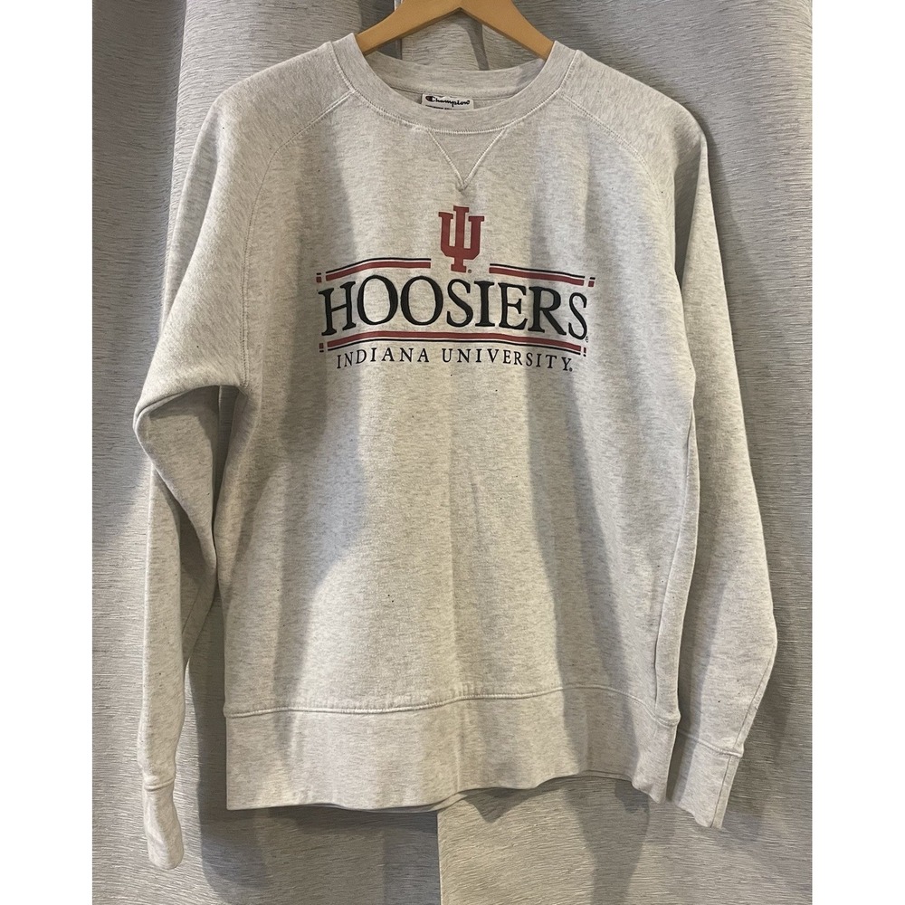 CHAMPION Mens Hoosiers Graphic Sweatshirt Jumper Medium Grey Cottonโ